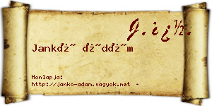 Jankó Ádám névjegykártya